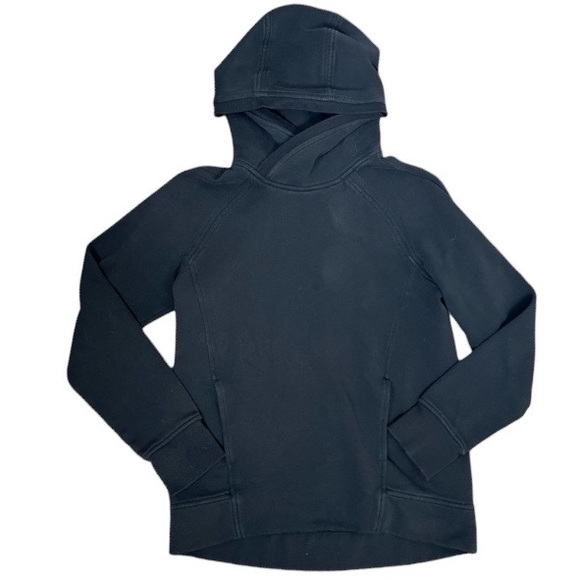 LULULEMON ATHLETICA Fleece Please Pullover Hooded Sweatshirt Black size 4 - Picture 2 of 16